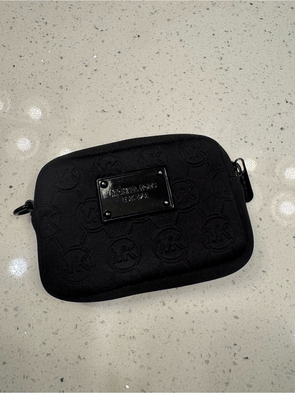 Michael Kors Black Embossed MK Logo Card & Key Pouch